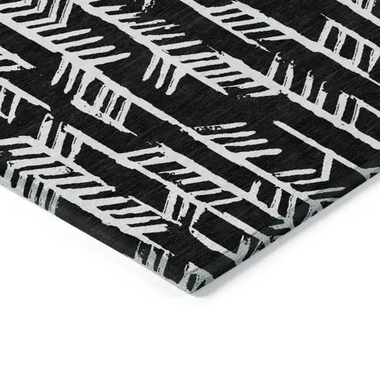 Black And Ivory Tribal Washable Indoor Outdoor Area Rug Photo 5
