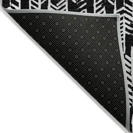 Black And Ivory Tribal Washable Indoor Outdoor Area Rug Photo 4