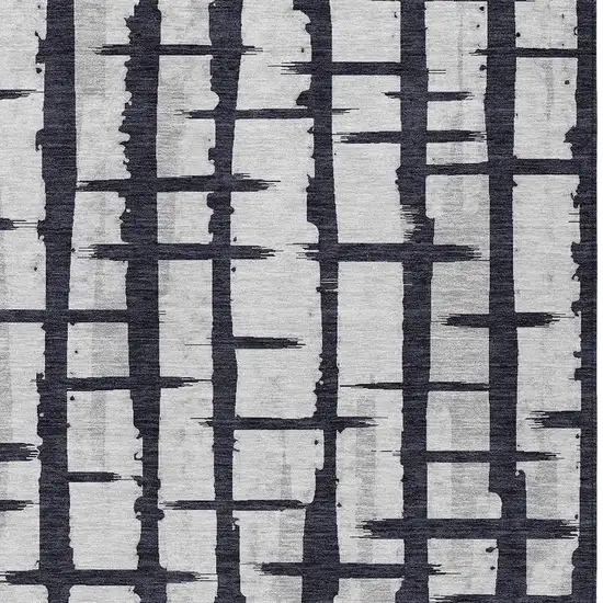 Black Beige And Gray Striped Washable Indoor Outdoor Area Rug Photo 6