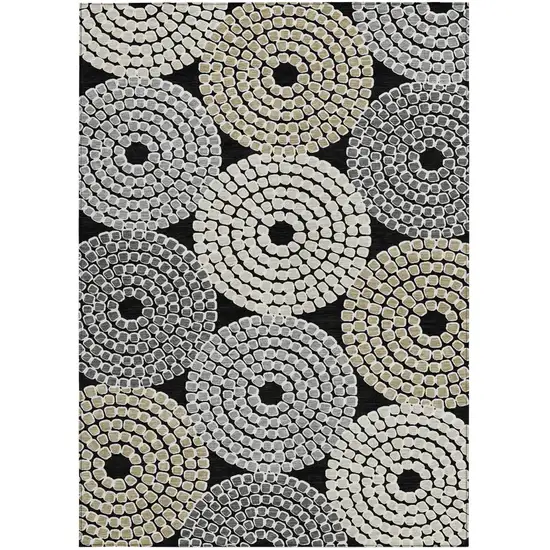 Black Gray And Beige Geometric Washable Indoor Outdoor Area Rug Photo 8