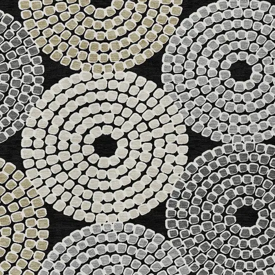 Black Gray And Beige Geometric Washable Indoor Outdoor Area Rug Photo 6