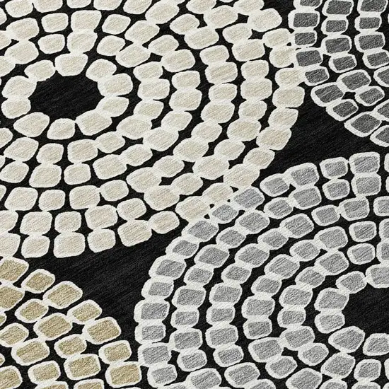 Black Gray And Beige Geometric Washable Indoor Outdoor Area Rug Photo 7
