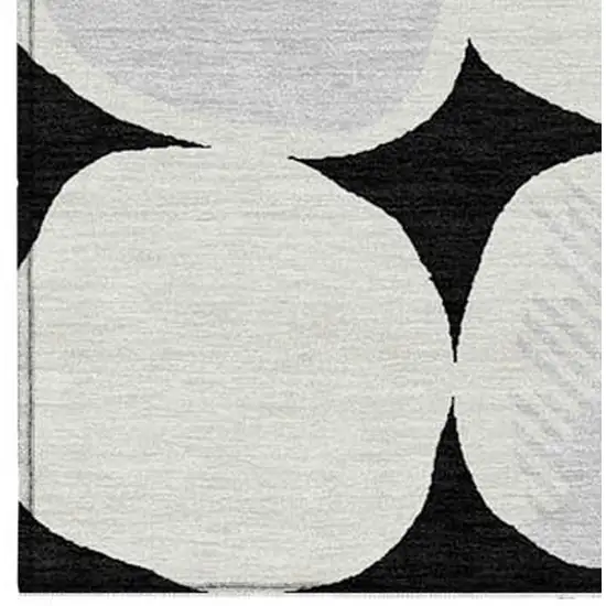 Black Gray And Ivory Abstract Washable Indoor Outdoor Area Rug Photo 8