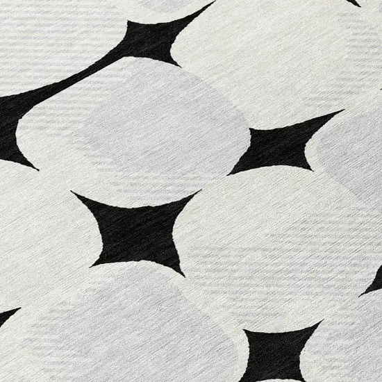 Black Gray And Ivory Abstract Washable Indoor Outdoor Area Rug Photo 6