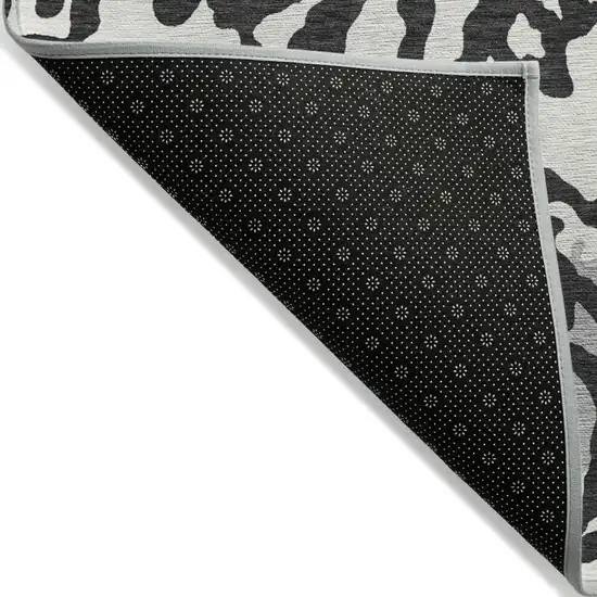 Black Gray And Ivory Animal Print Washable Indoor Outdoor Area Rug Photo 4