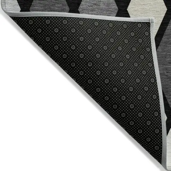Black Gray And Ivory Geometric Washable Indoor Outdoor Area Rug Photo 6