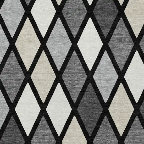 Black Gray And Ivory Geometric Washable Indoor Outdoor Area Rug Photo 7