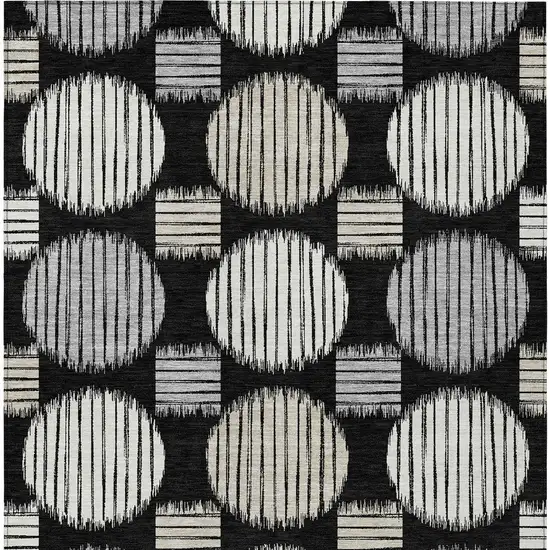 Black Gray And Ivory Geometric Washable Indoor Outdoor Area Rug Photo 8