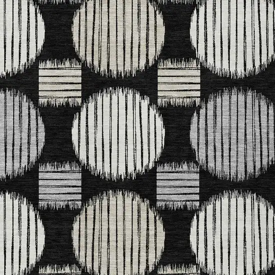 Black Gray And Ivory Geometric Washable Indoor Outdoor Area Rug Photo 6