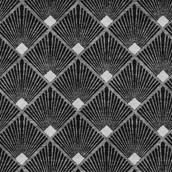 Black Gray And Ivory Geometric Washable Indoor Outdoor Area Rug Photo 6