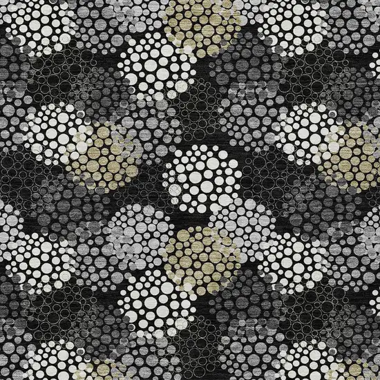 Black Gray And Ivory Polka Dot Washable Indoor Outdoor Area Rug Photo 6
