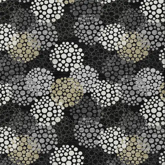 Black Gray And Ivory Polka Dot Washable Indoor Outdoor Area Rug Photo 6