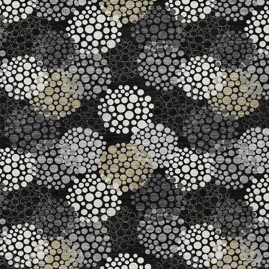 Black Gray And Ivory Polka Dot Washable Indoor Outdoor Area Rug Photo 6