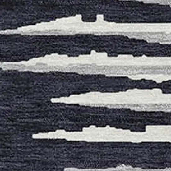 Black Gray And Ivory Striped Washable Indoor Outdoor Area Rug Photo 7