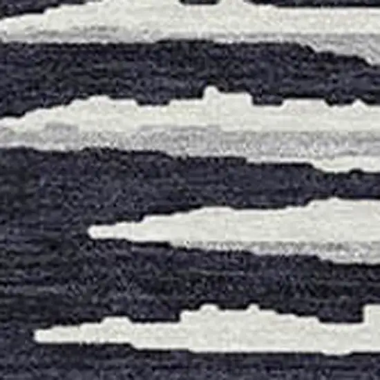 Black Gray And Ivory Striped Washable Indoor Outdoor Area Rug Photo 4