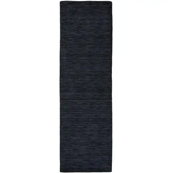 8' Black Hand Woven Runner Rug Photo 2