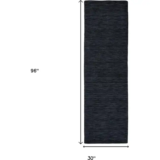 8' Black Hand Woven Runner Rug Photo 6