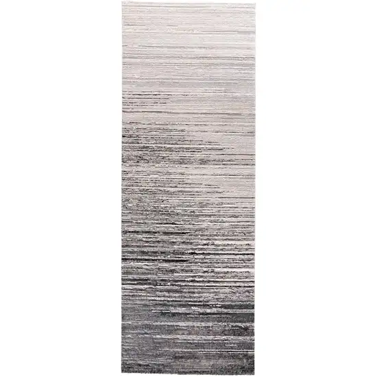 8' Black Silver And Gray Abstract Runner Rug Photo 2