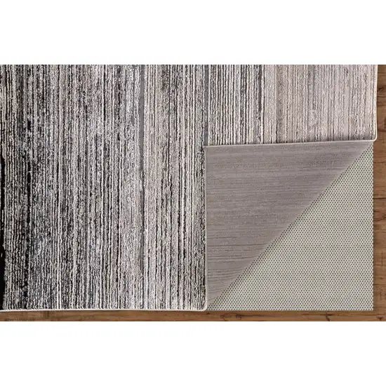 8' Black Silver And Gray Abstract Runner Rug Photo 6