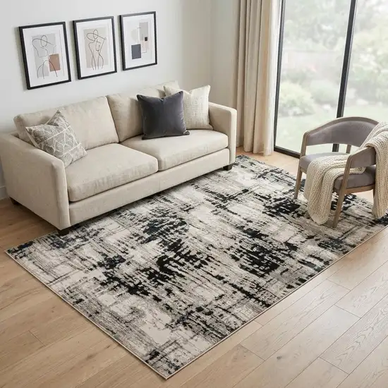 Black Gray And White Abstract Area Rug Photo 1