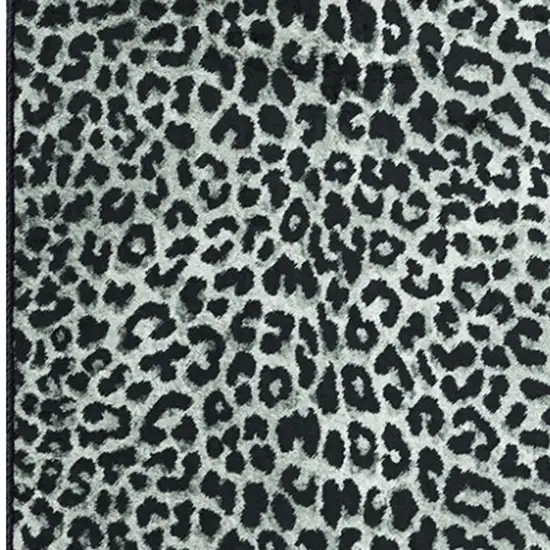 2' X 8' Black and Gray Leopard Print Shag Handmade Non Skid Runner Rug Photo 4