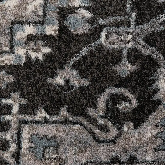 Black and Gray Medallion Power Loom Area Rug Photo 9