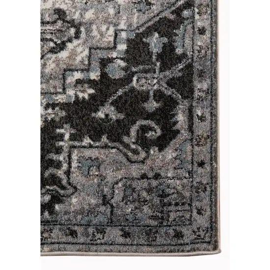 Black and Gray Medallion Power Loom Area Rug Photo 3