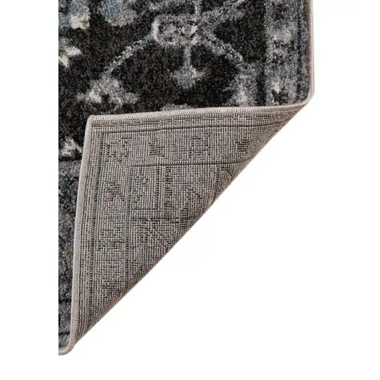 Black and Gray Medallion Power Loom Area Rug Photo 4