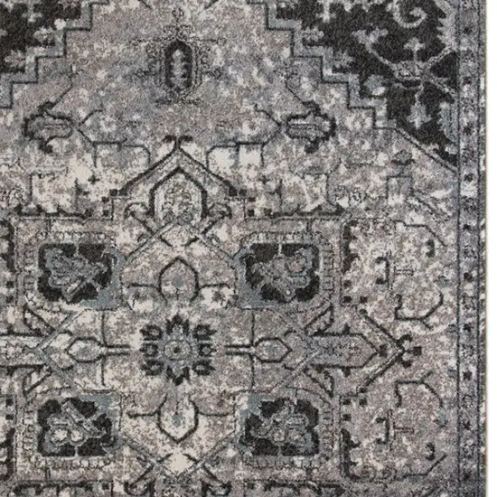 Black and Gray Medallion Power Loom Area Rug Photo 5