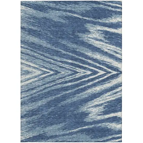 Blue And Ivory Abstract Washable Indoor Outdoor Area Rug Photo 6