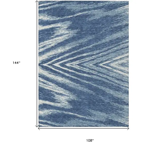 Blue And Ivory Abstract Washable Indoor Outdoor Area Rug Photo 3