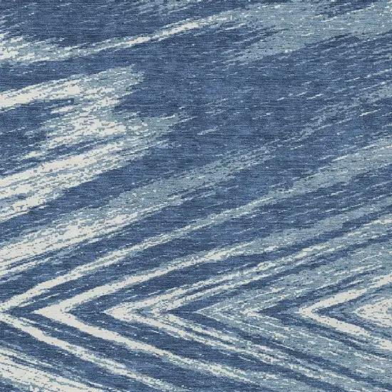 Blue And Ivory Abstract Washable Indoor Outdoor Area Rug Photo 6