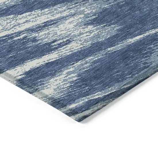 Blue And Ivory Abstract Washable Indoor Outdoor Area Rug Photo 5