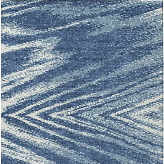 Blue And Ivory Abstract Washable Indoor Outdoor Area Rug Photo 6