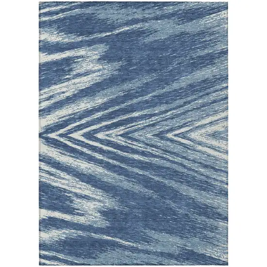 Blue And Ivory Abstract Washable Indoor Outdoor Area Rug Photo 2