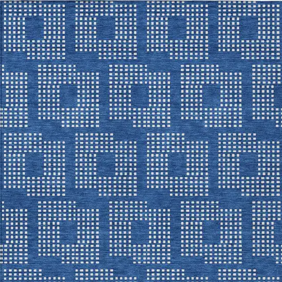 Blue And Ivory Geometric Washable Indoor Outdoor Area Rug Photo 7