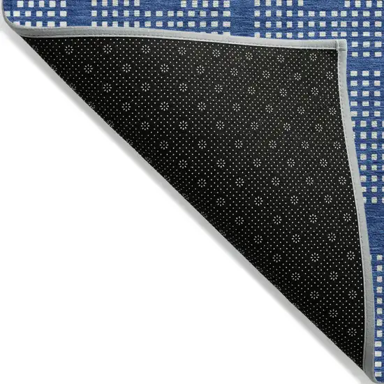 Blue And Ivory Geometric Washable Indoor Outdoor Area Rug Photo 4