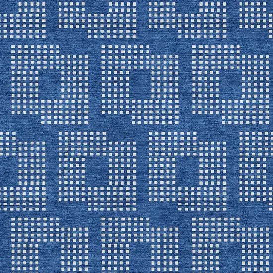 Blue And Ivory Geometric Washable Indoor Outdoor Area Rug Photo 6
