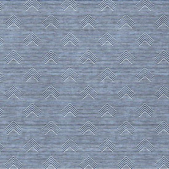 Blue And Ivory Geometric Washable Indoor Outdoor Area Rug Photo 6