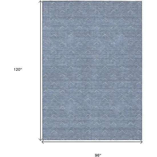 Blue And Ivory Geometric Washable Indoor Outdoor Area Rug Photo 3