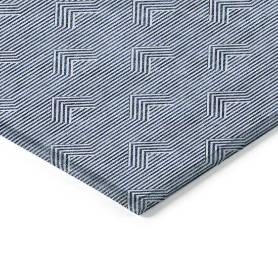 Blue And Ivory Geometric Washable Indoor Outdoor Area Rug Photo 5