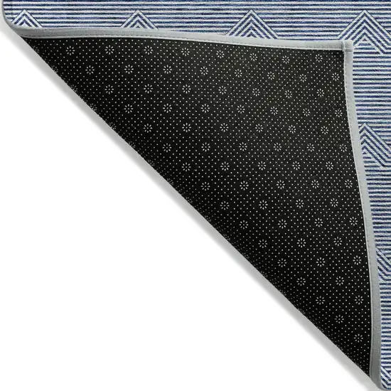 Blue And Ivory Geometric Washable Indoor Outdoor Area Rug Photo 4