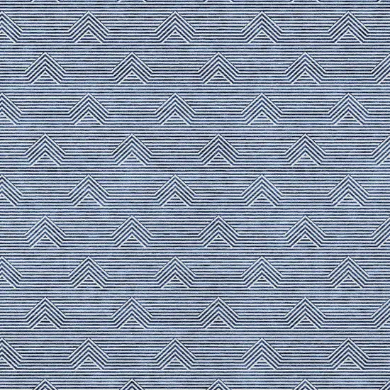 Blue And Ivory Geometric Washable Indoor Outdoor Area Rug Photo 6