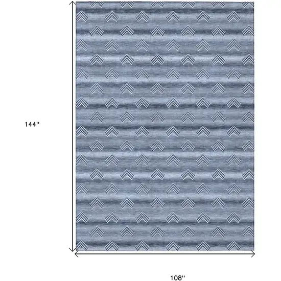 Blue And Ivory Geometric Washable Indoor Outdoor Area Rug Photo 3