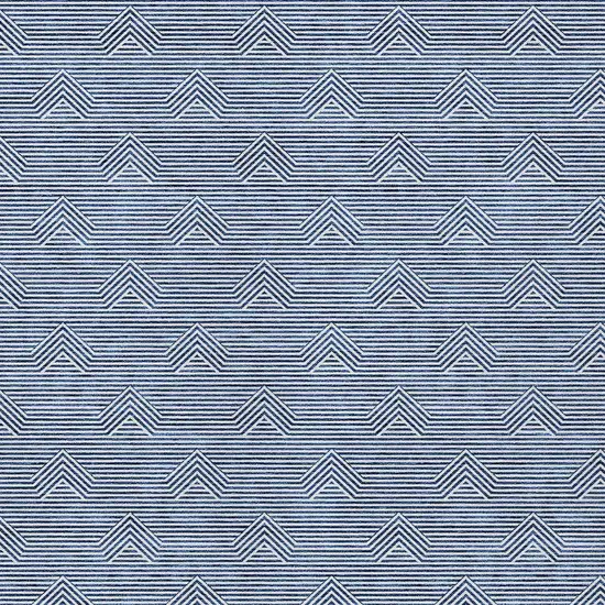 Blue And Ivory Geometric Washable Indoor Outdoor Area Rug Photo 6