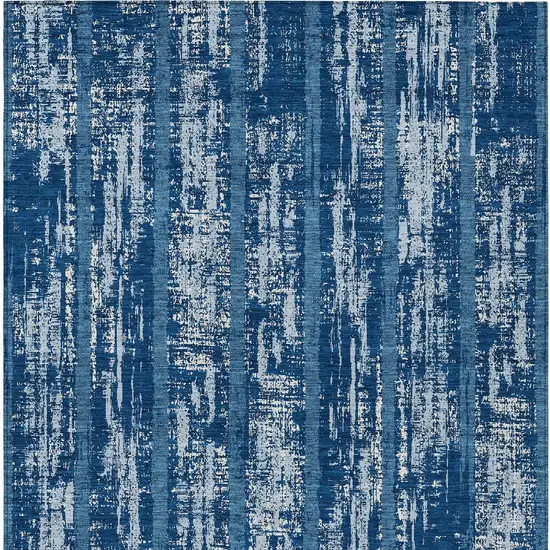 Blue And Ivory Striped Washable Indoor Outdoor Area Rug Photo 7