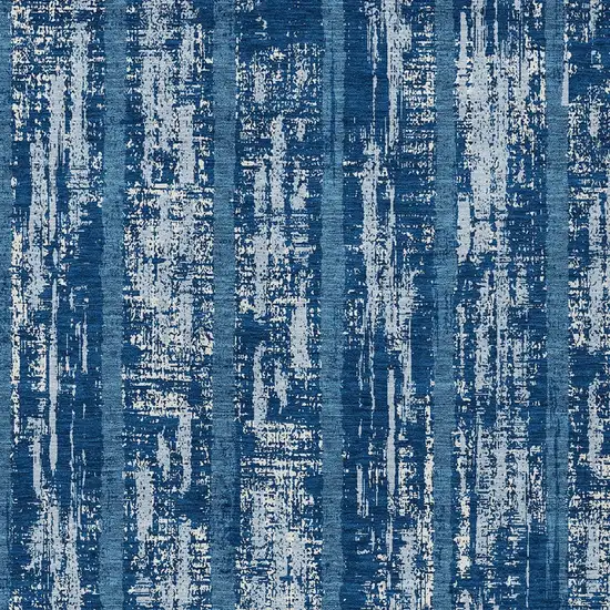 Blue And Ivory Striped Washable Indoor Outdoor Area Rug Photo 6