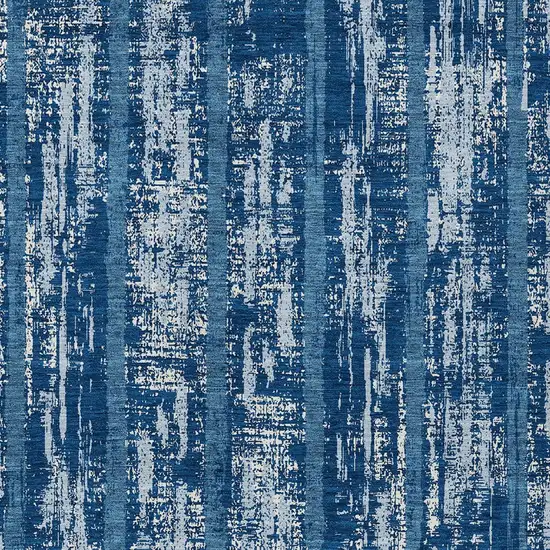 Blue And Ivory Striped Washable Indoor Outdoor Area Rug Photo 6