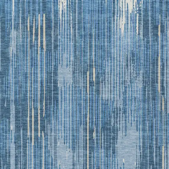 Blue And Ivory Striped Washable Indoor Outdoor Area Rug Photo 6