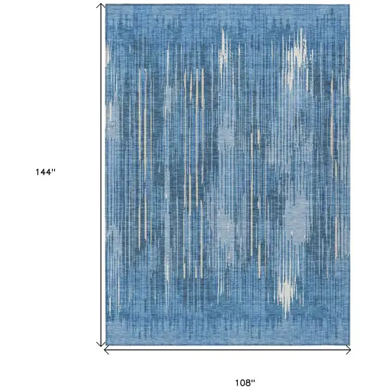 Blue And Ivory Striped Washable Indoor Outdoor Area Rug Photo 3